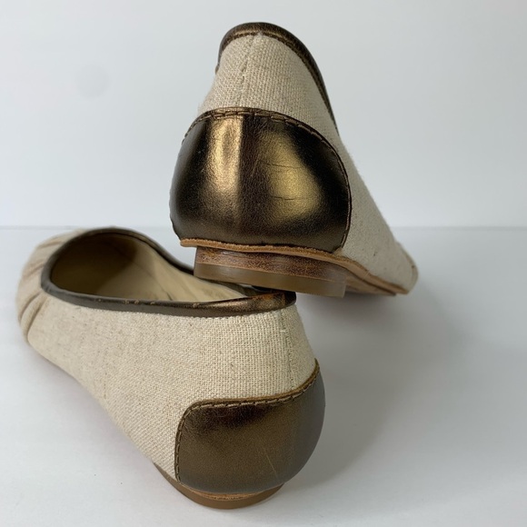 All Black Wheat Fabric Bronze Leather Flat Shoes - Picture 7 of 13